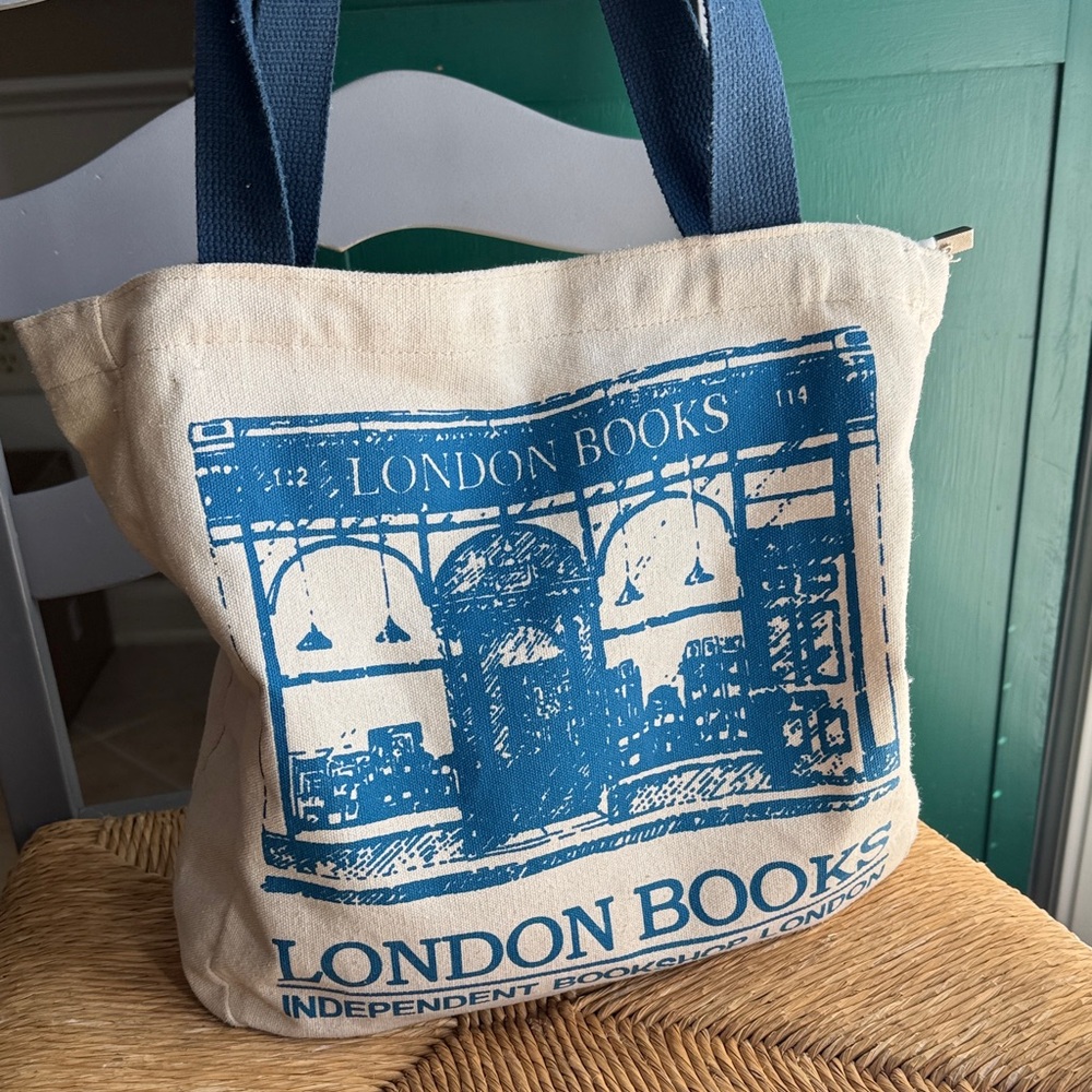 London Books Canvas Tote Bag - Blue and Cream